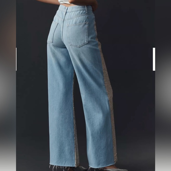 NWT Anthropologie Pilcro Sequin High-Rise Wide-Leg Skater Jeans - Picture 2 of 9